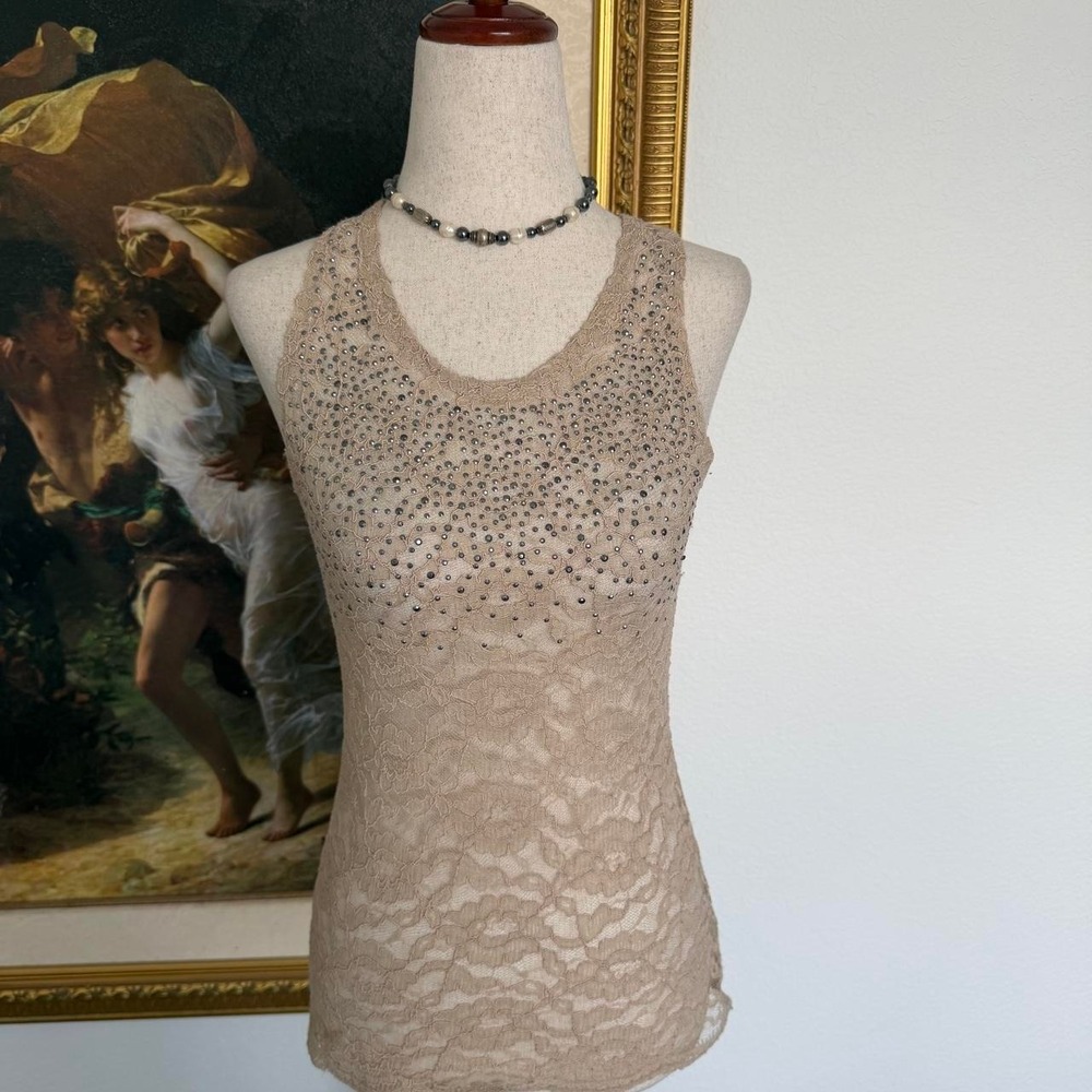 Y2K Wetseal Lace Rhinestone Bling Top